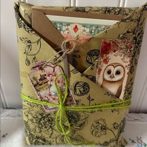 Blind date with a book Floral Gift Wrap with Owl Card